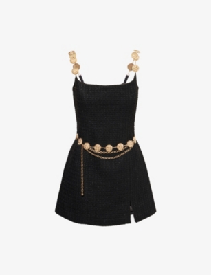Nadine Merabi Womens Black Alex Chain Woven Mini Dress In Black