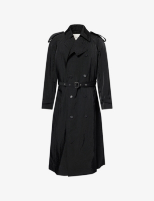 Jw Anderson Mens Black Double-breasted Belted Woven Trench Coat In Black