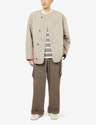Jw Anderson Mens Clay Melange Quilted Loose-fit Wool Jacket In Neutral