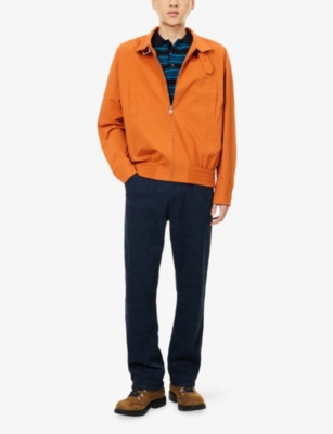 Jw Anderson Mens Ginger Belted-collar Lightweight Cotton-blend Harrington Jacket In Orange