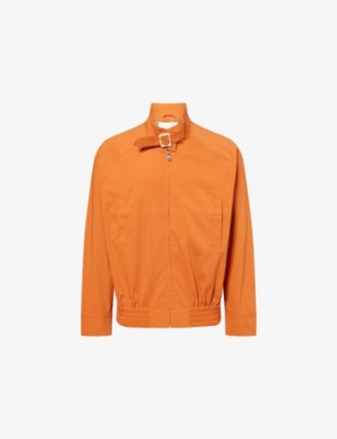 Jw Anderson Mens Ginger Belted-collar Lightweight Cotton-blend Harrington Jacket In Orange