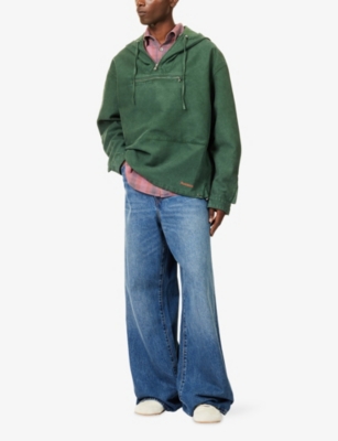 Jw Anderson Mens Pine Hooded Long Sleeve Cotton Anorak Xl In Green