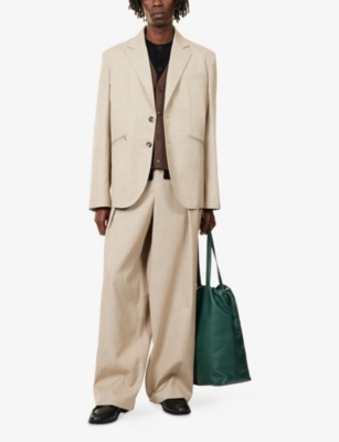 Jw Anderson Mens Clay Melange Notched-lapel Relaxed-fit Wool Blazer In Neutral