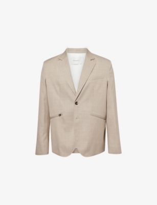 Jw Anderson Mens Clay Melange Notched-lapel Relaxed-fit Wool Blazer In Neutral