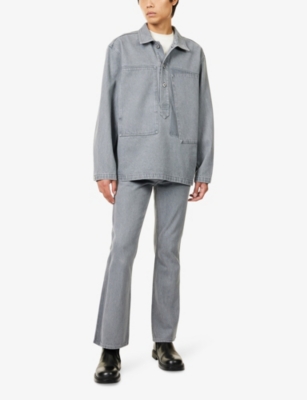 Jw Anderson Mens Light Grey Faded-wash Bootcut-leg Denim Jeans In Gray