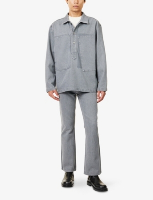 JW ANDERSON: Faded-Wash Patch-Pocket Denim Rugby Shirt