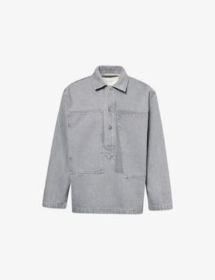 JW ANDERSON: Faded-Wash Patch-Pocket Denim Rugby Shirt