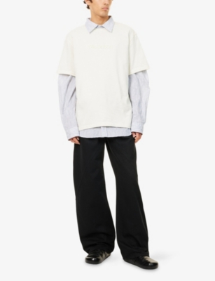 JW ANDERSON: Embossed Logo-Embroidery Crewneck Cotton T-Shirt