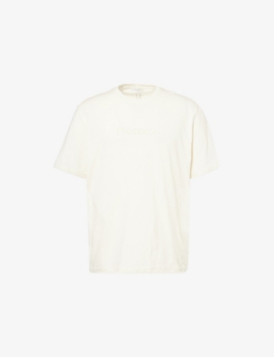 JW ANDERSON: Embossed Logo-Embroidery Crewneck Cotton T-Shirt