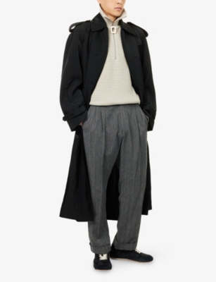 Jw Anderson Knitted Stripe Half-zip Sweater In Neutral