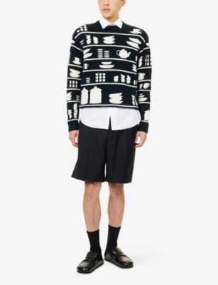 Jw Anderson Tableware-pattern Crew-neck Sweater In Multi