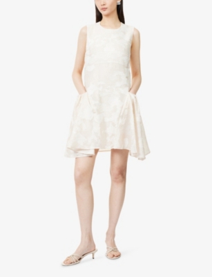 Stine Goya Womens Multiflowers Romantic Ruffling Sleeveless Woven Mini Dress In Neutral