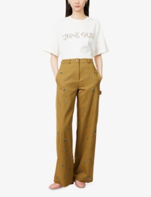 STINE GOYA: Logo-Print Round-Neck Cotton-Jersey T-Shirt