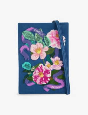 Olympia Le-tan Womens Indigo Latim Camelias Cotton-blend Clutch Bag