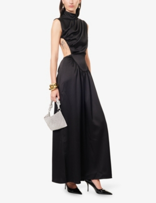 Siedres Womens Black Margot Open-back Satin Maxi Dress In Black
