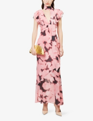 PRETTY LAVISH: V-Neck Plissé Woven Maxi Dress