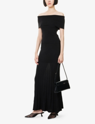 Pretty Lavish Womens Black Reagan Off-shoulder Knitted Top In Black