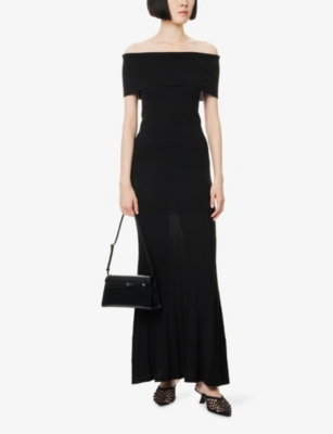 Pretty Lavish Womens Black Reagan Ribbed Knitted Maxi Skirt Xs In Black