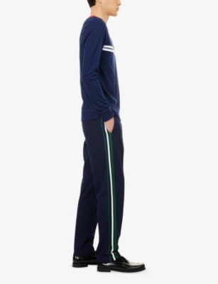 Sergio Tacchini Mens Maritime Blue Eden Renshaw  Side-stripe Cotton-blend Track Jogging Bottoms In Blue