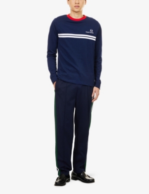 Sergio Tacchini Mens Maritime Blue Multi New Supermac Lon-sleeve Cotton T-shirt In Blue