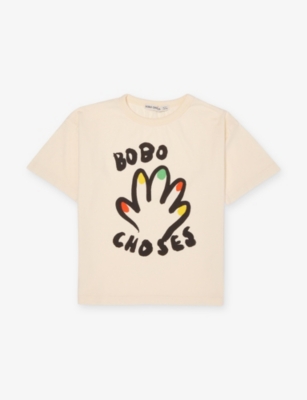 Bobo Choses Kids' Offwhite Bhigh Five Graphic-print Cotton T-shirt 2 In White