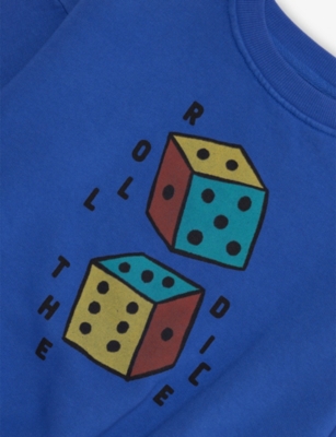 Bobo Choses Lue Roll The Dice Crewneck Cotton-jersey Sweatshirt 2 In Blue