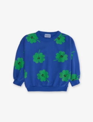 Bobo Choses Lue Lucky Clover-print Long-sleeve Cotton-jersey Sweatshirt 2 In Blue