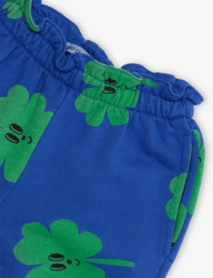 Bobo Choses Lue Lucky Clover-print Flared Cotton-jersey Joggers 2 In Blue