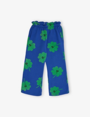 Bobo Choses Lue Lucky Clover-print Flared Cotton-jersey Joggers 2 In Blue