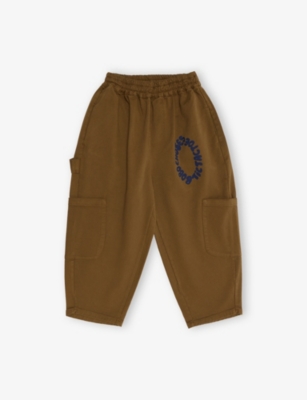Bobo Choses Khaki Tic Tac Toe Text-print Cotton-blend Cargo Trousers 2-9 In Brown