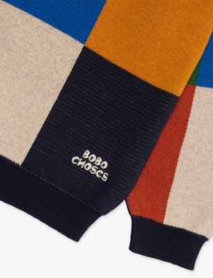 BOBO CHOSES: Multicolor Tiles Crewneck Cotton-Knit Jumper 2-9 Years