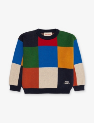 BOBO CHOSES: Multicolor Tiles Crewneck Cotton-Knit Jumper 2-9 Years