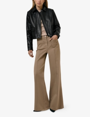 REISS: Drew Classic-Collar Leather Jacket