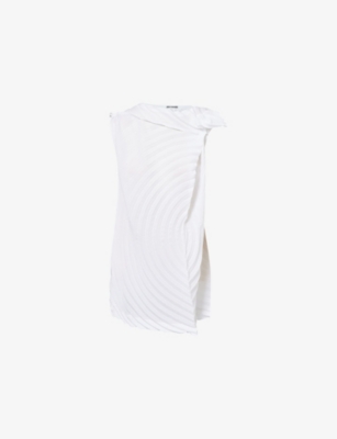 Issey Miyake Womens White Paper Bag Pleats Knitted Midi Dress In White