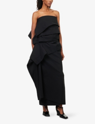 Issey Miyake Womens Black Collapsing Sculpture Regular-fit Woven Midi Skirt In Black