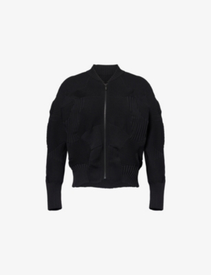 Issey Miyake Womens  Kone Kone Ribbed Knitted Jacket In Black