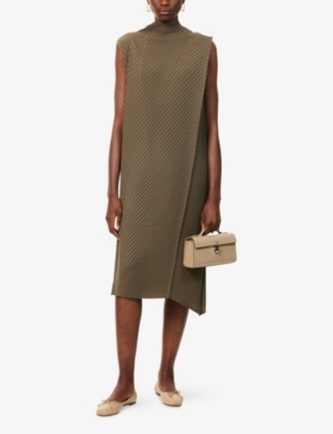 ISSEY MIYAKE: Soft Fold Pleats Knitted Knee-Length Dress