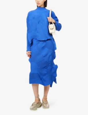 Issey Miyake Womens  Kone Kone Long-sleeves Knitted Top In Blue