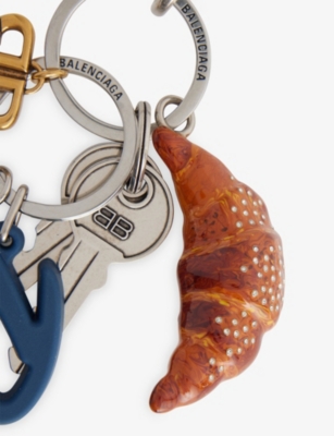 Balenciaga Womens Multicolor Tourist Paris Croissant Brass Bag Charm In Multi