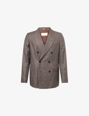 DRIES VAN NOTEN: Checked Double-Breasted Wool Blazert