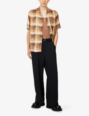 Dries Van Noten Mens Tan Carltone 2028 Graphic-print Woven Shirt In Multi