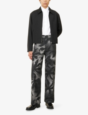 Dries Van Noten Mens Black Pickerby 2369 Graphic-pattern Cotton Trousers In Black