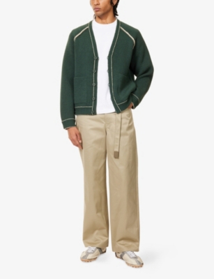 CRAIG GREEN: V-neck Contrast-Trim Knitted cardigan