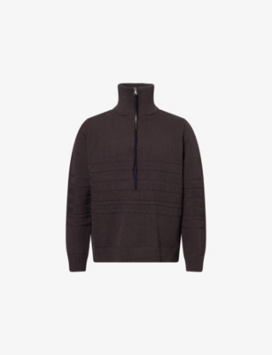 Craig Green Mens Dark Brown Funnel-neck Knitted Jumper In Brown