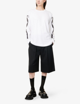 SIMONE ROCHA: Ribbon-Bow Print Long-Sleeve Cotton T-Shirt