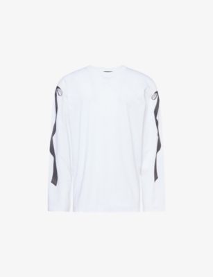SIMONE ROCHA: Ribbon-Bow Print Long-Sleeve Cotton T-Shirt