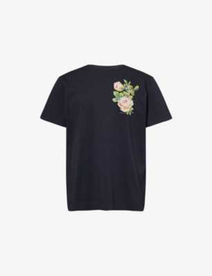 Simone Rocha Mens Black Rose Banquet Cotton-jersey T-shirt In Black