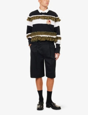 Simone Rocha Ruffle-detail Polo Shirt In Black