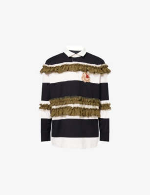 Simone Rocha Ruffle-detail Polo Shirt In Black