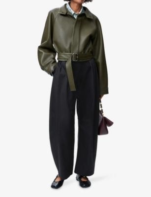 LOEWE: Belted-Hem Leather Jacket